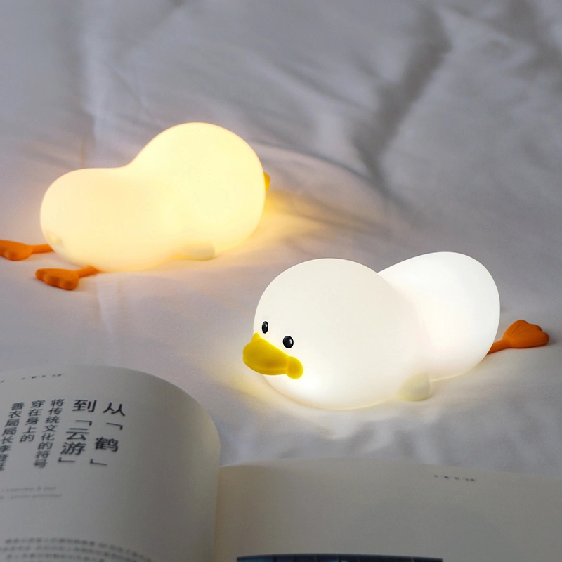 Gg Duck Soft Food Grade Silicone Night Lamp Touch Sensor Colorful Light