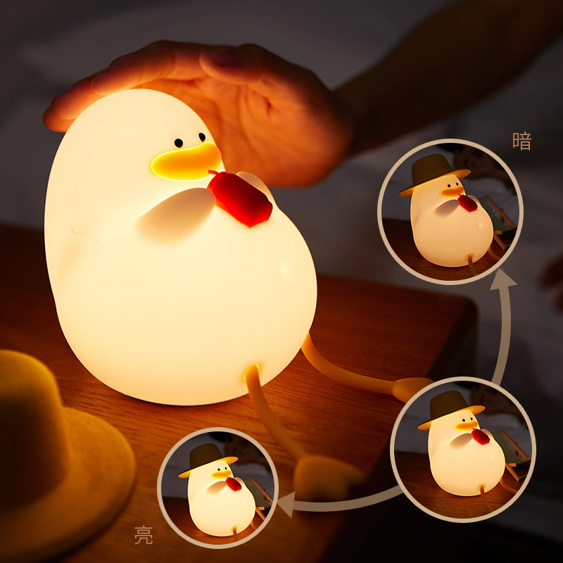 Happy Duck Rechargeable Fun Silicone Night Light Lamp Without Hat