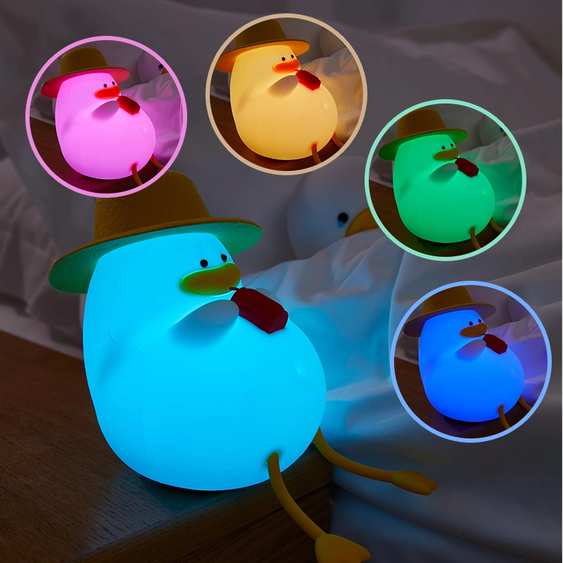 Happy Duck Rechargeable Fun Silicone Night Light Lamp Without Hat