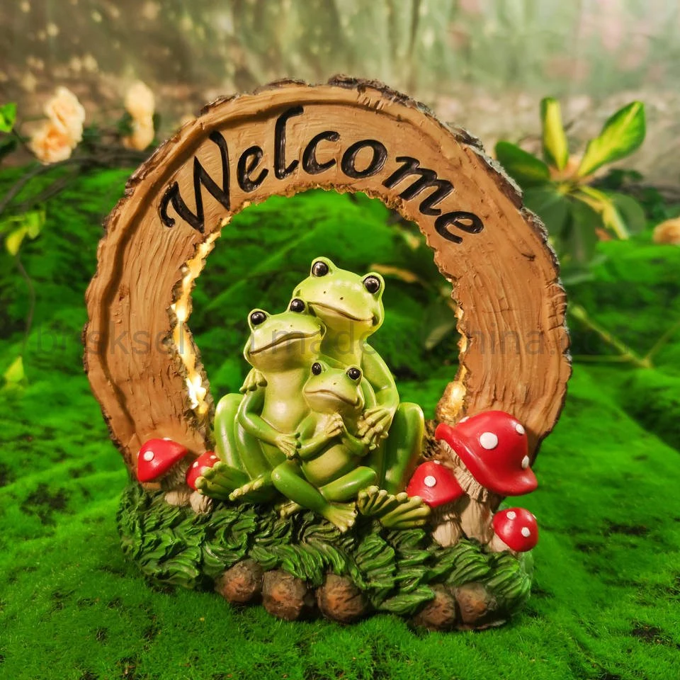 Welcome Frog Solar LED Outdoor Resin Decorative Garden Statue Light