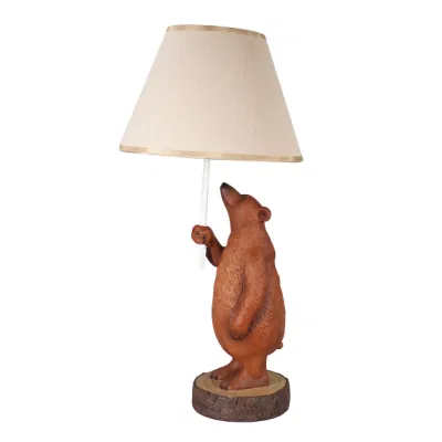 Creative Brown Bear Polyresin Fancy Bedroom Table Desk Lamp